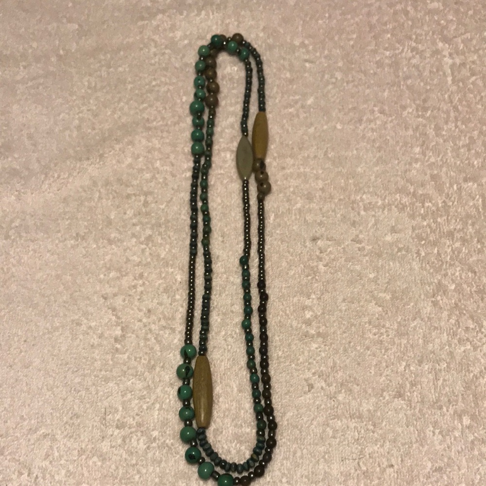 J.Jill Good Earth Wood, Tagus, and Açaí beaded necklace.